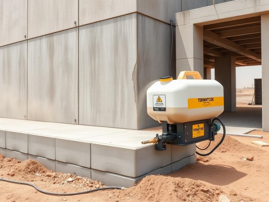 تطبيق المبيدات المتخصصة على أساسات البناء الجديد