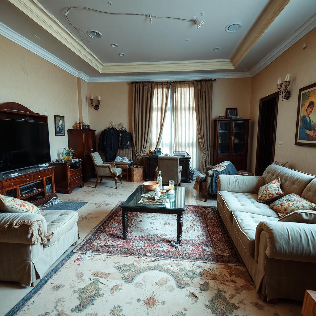 فيلا قبل التنظيف الاحترافي - تراكم الأتربة والبقع