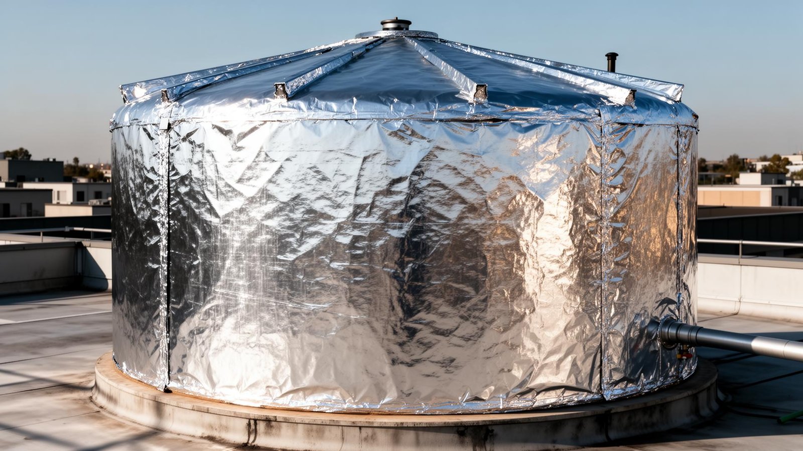 عزل خزان مياه بالرقائق العاكسة الفضية