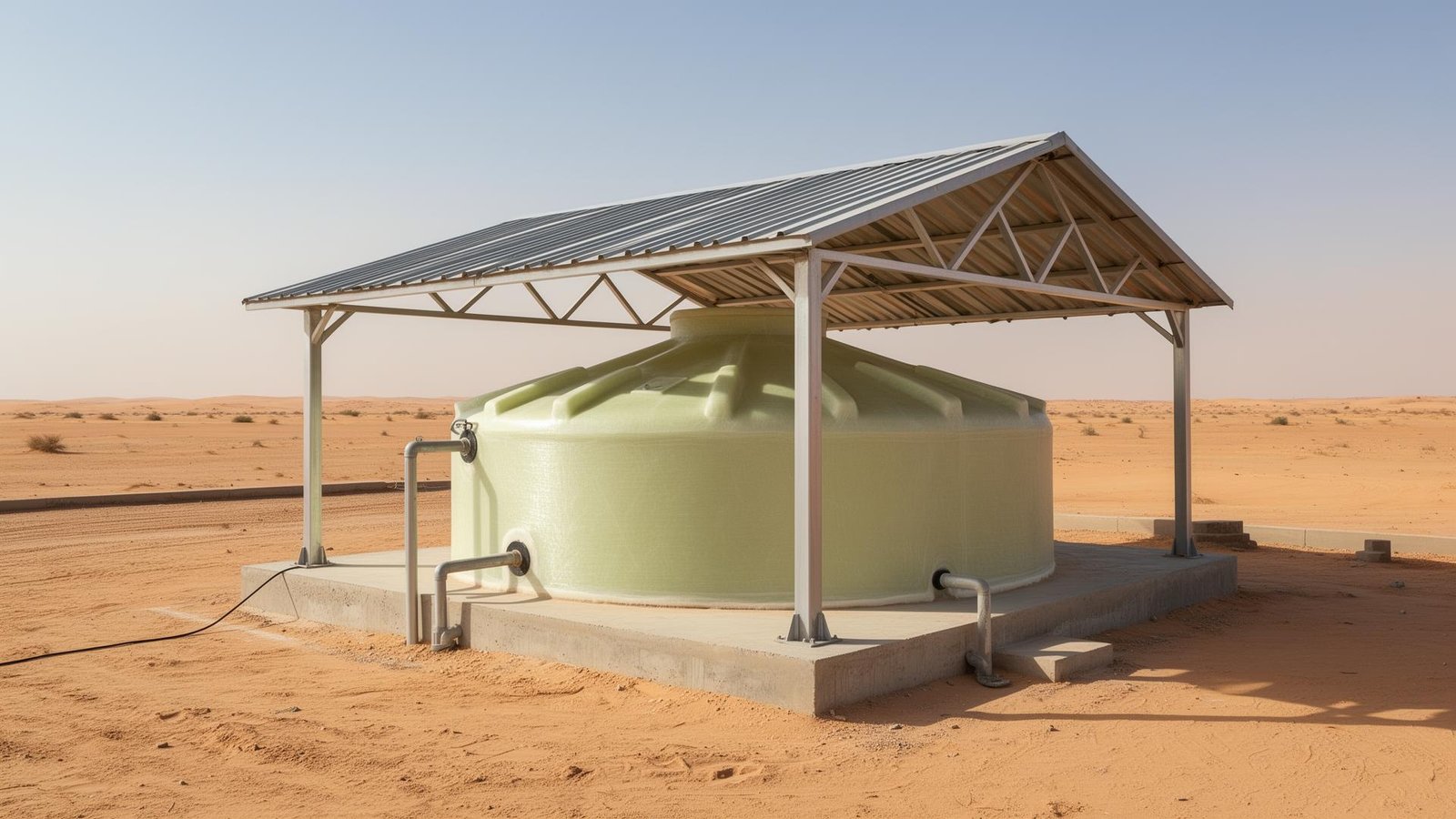 مظلة فايبرجلاس لحماية خزان المياه من الشمس